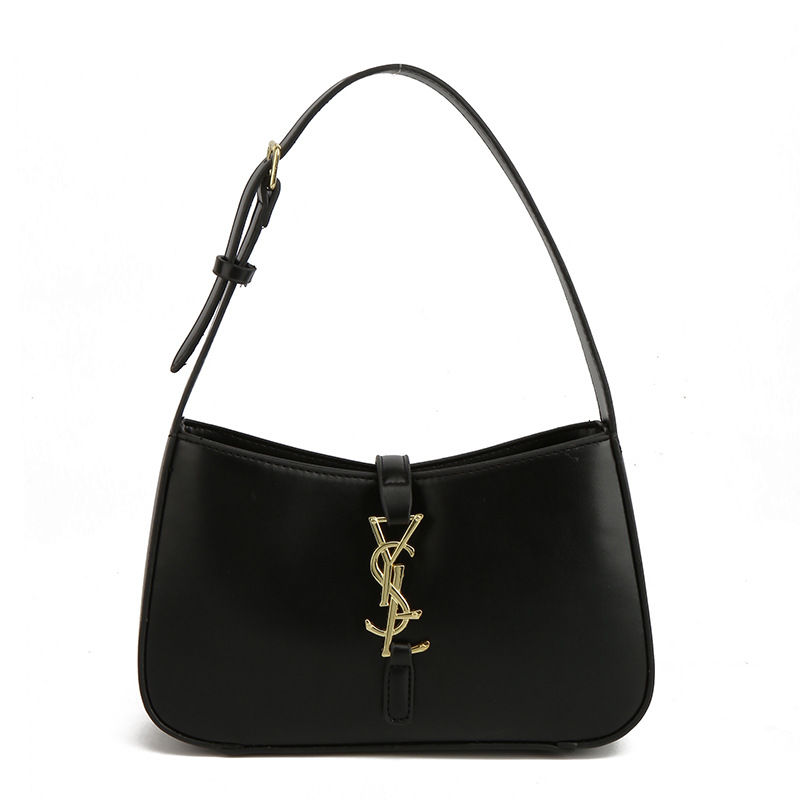 YSL Leather Hobo Shoulder Bag (BOXED) - Black