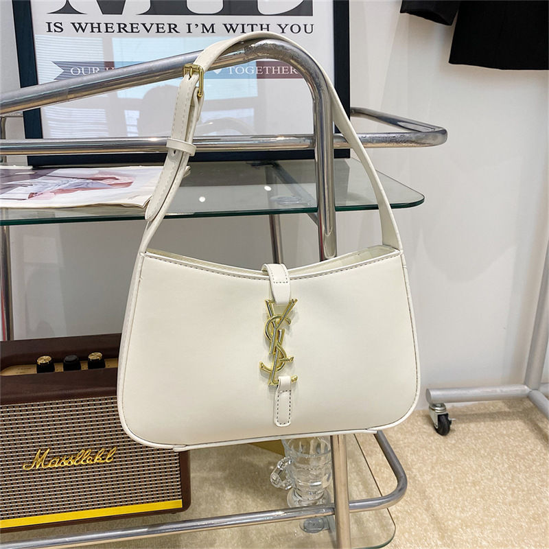 YSL Leather Hobo Shoulder Bag (BOXED) - White