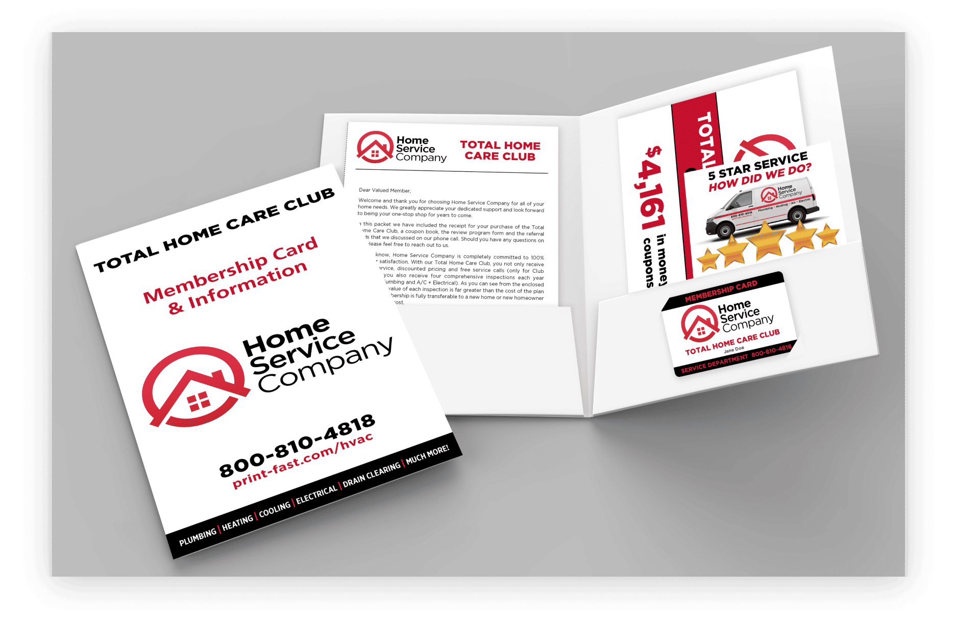 PrintFast membership mailing welcome kit for home service plan members