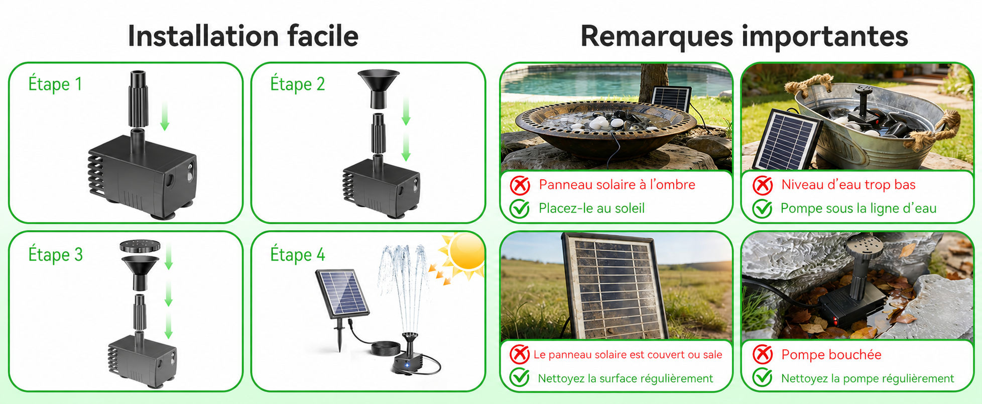 Installation facile et remarques importantes