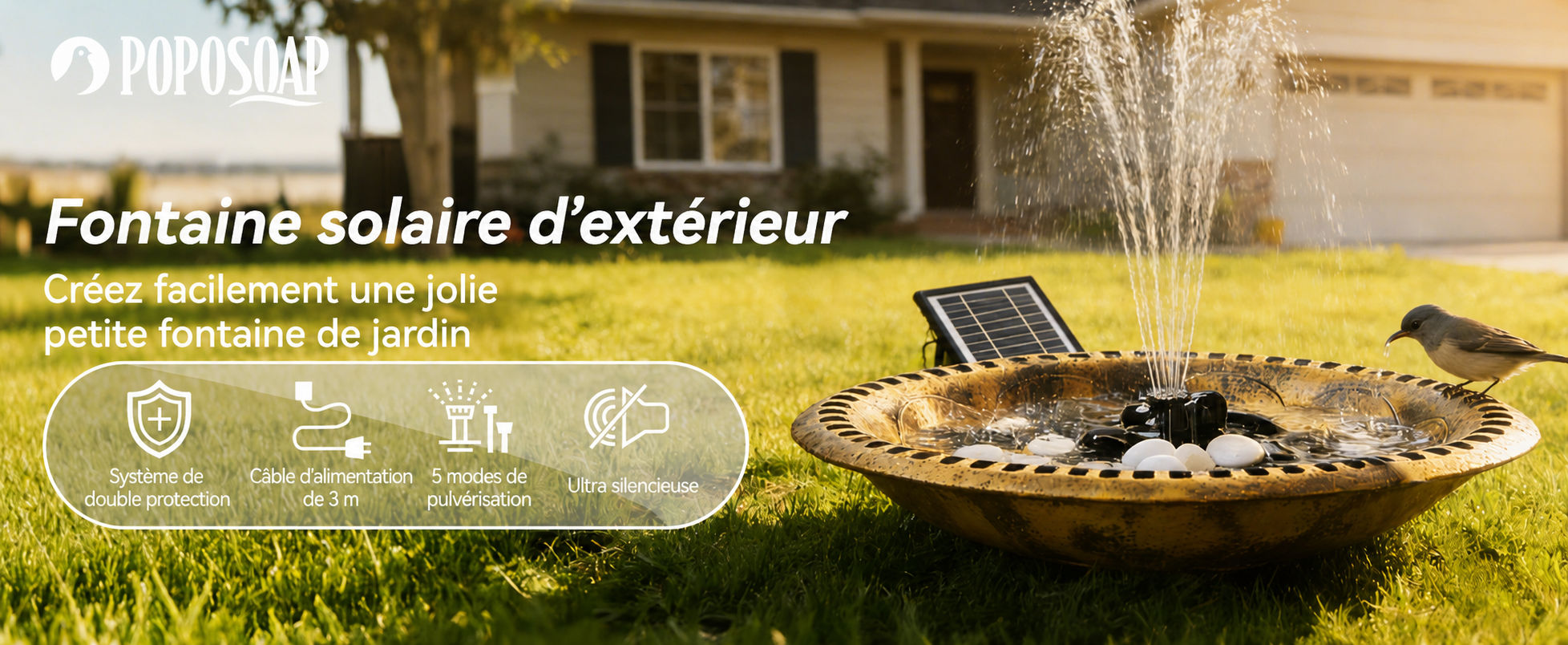 POPOSOAP Fontaine solaire 3W