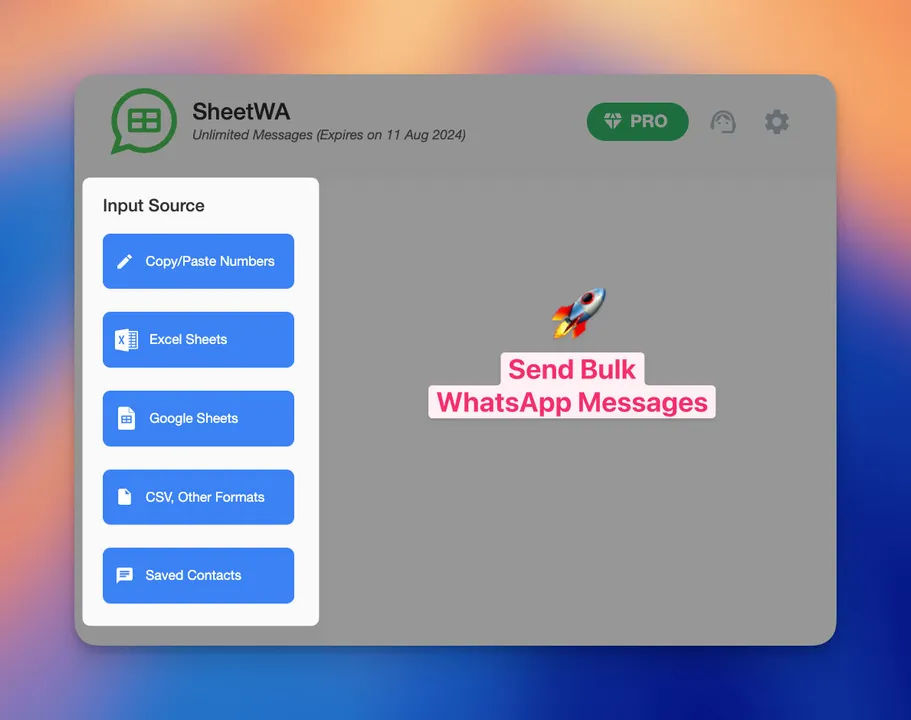 Send Message Dark8 | SheetWA