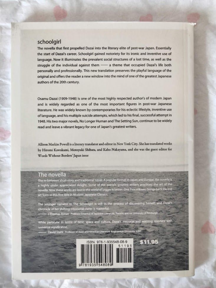 schoolgirl by Osamu Dazai back cover