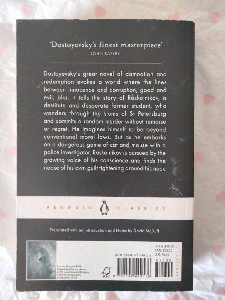Crime and Punishment by Fyodor Dostoevsky back cover