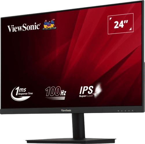 Description


SPECIFICATIONS




Display
Display Size (in.): 24
Viewable Area (in.): 23.8
Panel Type: IPS Technology
Resolution: 1920 x 1080
Resolution Type: FHD (Full HD)
Static Contrast Ratio: 1,000:1 (typ)
Dynamic Contrast Ratio: 50M:1
Light Source: LED
Brightness: 250 cd/m² (typ)
Colors: 16.7M
Color Space Support: 8 bit (6 bit + FRC)
Aspect Ratio: 16:9
Response Time (MPRT): 1ms
Viewing Angles: 178º horizontal, 178º vertical
Backlight Life (Hours): 30000 Hrs (Min)
Curvature: Flat
Refresh Rate (Hz): 100
Variable Refresh Rate Technology: Yes
Low Blue Light: Software solution
Flicker-Free: Yes
Color Gamut: NTSC: 72% size (Typ)
sRGB: 104% size (Typ)
Pixel Size: 0.275 mm (H) x 0.275 mm (V)
Surface Treatment: Anti-Glare, Hard Coating (3H)

Compatibility
PC Resolution (max): 1920×1080
Mac® Resolution (max): 1920×1080
PC Operating System: Windows 10/11 certified; macOS tested
Mac® Resolution (min): 1920×1080

Connector
VGA: 1
HDMI 1.4: 1
Power in: DC Socket (Center Positive)



Power
Eco Mode (Conserve): 16W
Eco Mode (optimized): 18W
Consumption (typical): 20W
Consumption (max): 22W
Voltage: AC 100-240V
Stand-by: 0.3W
Power Supply: External Power Adaptor

Additional Hardware
Kensington Lock Slot: 1

Controls
Physical Controls: Key 1 (favorite), Key 2, Key 3, Key 4, Key 5 (power)
On Screen Display: Input Select, ViewMode, Color Adjust, Manual Image Adjust, Setup Menu

Operating Conditions
Temperature: 32°F to 104°F (0°C to 40°C)
Humidity (non-condensing): 20% to 90%

Wall Mount 
VESA Compatible: 75 x 75 mm

Input Signal
Frequency Horizontal: RGB Analog: 24 ~ 86KHz, HDMI (v1.4): 30 ~ 120KHz
Frequency Vertical: RGB Analog: 48 ~ 75Hz, HDMI (v1.4): 48 ~ 100Hz

Video Input
Digital Sync: TMDS – HDMI (v1.4)
Analog Sync: Separate – RGB Analog

Ergonomics
Tilt (Forward/Back): -3º / 15º

Weight (imperial)
Net (lbs): 6.4
Net Without Stand (lbs): 5.7
Gross (lbs): 8.8

Weight (metric) 
Net (kg): 2.9
Net Without Stand (kg): 2.6
Gross (kg): 4

Dimensions (imperial) (wxhxd)
Packaging (in.): 23.9 x 16.5 x 4.3
Physical (in.): 21.25 x 16.35 x 7.44
Physical Without Stand (in.): 21.25 x 12.77 x 2.01

Dimensions (metric) (wxhxd)
Packaging (mm): 606 x 419 x 110
Physical (mm): 539.8 x 415.32 x 188.97
Physical Without Stand (mm): 539.8 x 324.3 x 51.01