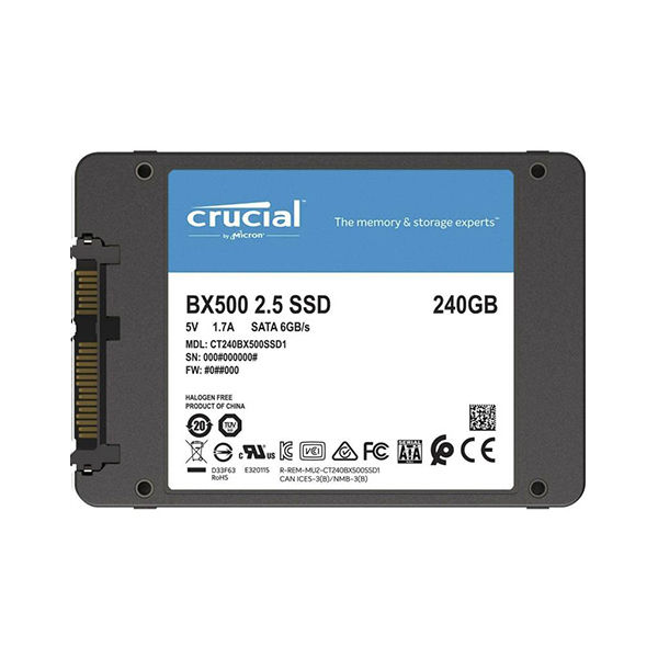 2.5″ / 7mm Form Factor
SATA III 6 Gb/s Interface
Up to 540 MB/s Sequential Read Speed
Up to 500 MB/s Sequential Write Speed
1.5 Million Hours MTTF
Micron 3D NAND Technology