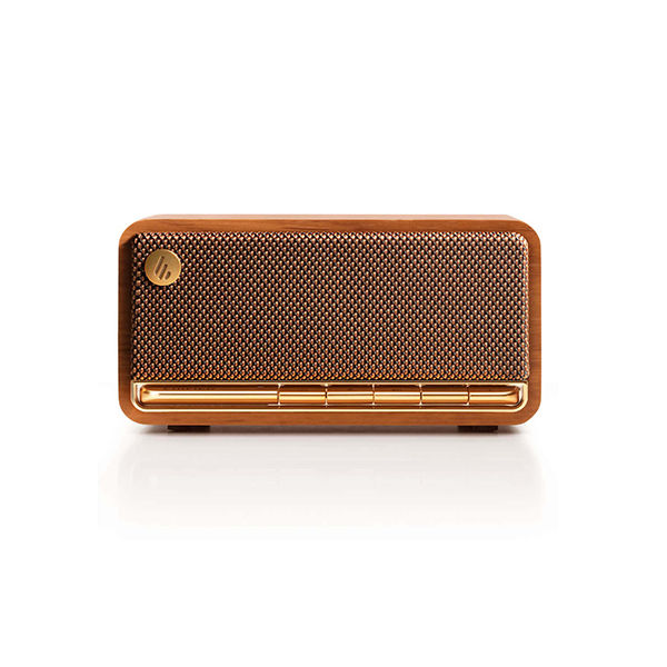 Tabletop Bluetooth Speaker

Retro design with all wooden enclosure for an elegant look and feel
Dual full-range drivers and rear passive radiators for rich bass
Class-D stereo amplifier with 20W RMS total power output
Multiple audio inputs allow you to connect all your devices
Bluetooth 5.0 technology ensures stable connection
