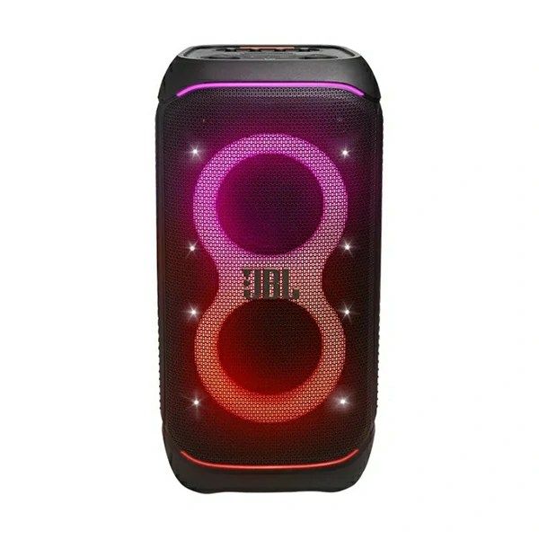 Powerful JBL Pro Sound: Rock out with powerful JBL Pro Sound from two 6.5″ woofers that deliver clean, precise, deep bass even at top volume and a pair of 25mm dome tweeters that produce crystal clear highs. Indoors or out, you can fill a space the size of a tennis court with music.
Futuristic lightshow: Take all that sound and add a thrilling lightshow featuring starry lights, cool light trails, and strobe light effects—all synced to your beat.
Up to 18 hours of play time: Party from dusk till dawn with up to 18 hours of play time on a single charge. And if that’s not enough, just swap out the replaceable battery* and keep on dancing. Or if you just need an extra boost, 10 minutes fast charge gets you an extra 2 hours of playtime. *Additional replaceable battery sold seperately
Telescopic handle and wide, sturdy wheels: Roll up to the party with wide, sturdy wheels and an easy-to-grip handle that telescopes up when you need it and down when you don’t.
Splash proof: Whether you’re partying with friends in the park or by the seaside, the JBL PartyBox Stage 320 is IPX4 splashproof, means a little rain won’t stop the fun.
Dual Mic & Guitar Inputs: Bring live talent into the mix. It’s easy to sing and play along using the guitar and dual mic inputs. With karaoke EQ tuning and the built-in lightshow, everybody’s gonna sound—and look—like a superstar.
Multi-speaker connection by Auracast: Want even more roaring Original JBL Pro Sound? Stereo pair two speakers for a wider sound stage. For your biggest events, multiple JBL Auracast-enabled PartyBoxes can be connected wirelessly using Auracast.