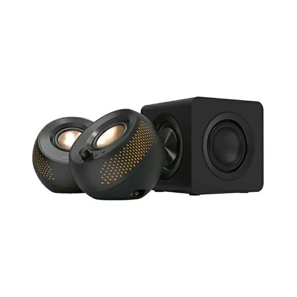 UPGRADED 2.75” DRIVERS WITH AN ALL-NEW COMPACT SUBWOOFER – the Creative Pebble X Plus offers to 15W RMS power and 30W peak, delivering punchy bass for a robust, balanced audio experience
AMPLIFIED SOUND PLAYBACK – For an even more powerful playback, plug the speakers to a 30W or higher USB PD adapter (not included) to further amplify volume level at up to 30W RMS and a 60W peak
ELEVATE YOUR SETUP WITH RGB LIGHTING – Enjoy a vibrant spectrum of colors of up to 16.8m color combinations, with six lighting presets provided to match your aesthetic preferences
SLEEK AND SPACE-SAVING DESKTOP SPEAKERS – Elevate your desk aesthetics with Creative Pebble X Plus. Its sleek black spherical design, matte finish, and customizable RGB lighting further enhance your desk setup while maintaining space efficiency
MULTIPLE CONNECTIVITY OPTIONS  – Enjoy both wired and wireless connectivity on the Creative Pebble X Plus; connect via USB for digital audio, stream wirelessly with Bluetooth 5.3, or go analog via universal 3.5 mm AUX input. Together with dual communication ports for headset and microphone, enjoy a quick switch for private listening and effortless comms when needed