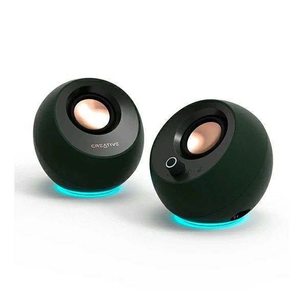 LIGHT UP YOUR SETUP WITH RGB – With a range of RGB LED lights and 3 lighting effects to choose from, create a setup that fits your vibe. Creative Pebble Pro’s RGB lights let you cycle through a spectrum of colors, get into groove with pulsate mode, or even keep it simple with a single-color glow. When it’s time to call it a day, turn the RGB rings off easily via the RGB control button
POWERFUL AUDIO BEYOND ITS SIZE – Creative Pebble Pro incorporates a pair of all-new, powerful digital amps with built-in audio processing capable of delivering 3.5x richer and deeper bass, and a brand-new driver design that has been overhauled from the ground up to achieve more headroom for a louder, and clearer audio performance. This allows the speakers to drive a soundstage that is beyond its physique and across volume levels without skimping on audio clarity
CLEARER DIALOGS, DEEPER BASS FOR MOVIE LOVERS – Features our BassFlex technology to deliver extended low frequency response and pronounced bass, across all volume levels without muddying audio clarity. The built-in Clear Dialog audio processing has also been further improved to ensure that the enhanced vocals continue to sound clear, natural, and realistic so that spoken dialogs become easily comprehensible without having to crank up the volume
ASTOUNDING POWER, AMPLIFIED SOUND – Compact on your desk and retaining its signature 45° elevated angle to direct audio straight to your ears for an immersive listening experience, Pebble Pro comes with capabilities to fire acoustics power of up to 10W RMS and peak power of up to 20W when connected via USB-C. If you want to further amplify your audio, you can connect the Creative Pebble Pro to a 30W USB PD adapter (not included) to enjoy astounding acoustics power of up to 30W RMS and 60W peak
VAST CONNECTIVITY OPTIONS – Using a single USB cable for both power and audio, plug in the cable to your device and enjoy an audio boost right away. While connected to power via USB, you also have the options to stream wirelessly via Bluetooth 5.3 or connect them to other analog devices via the universally compatible 3.5 mm AUX-in port. Additionally, plug in your external mic or wired headset via the headset or microphone port to transform the speakers into a quick and easy communications tool at your convenience