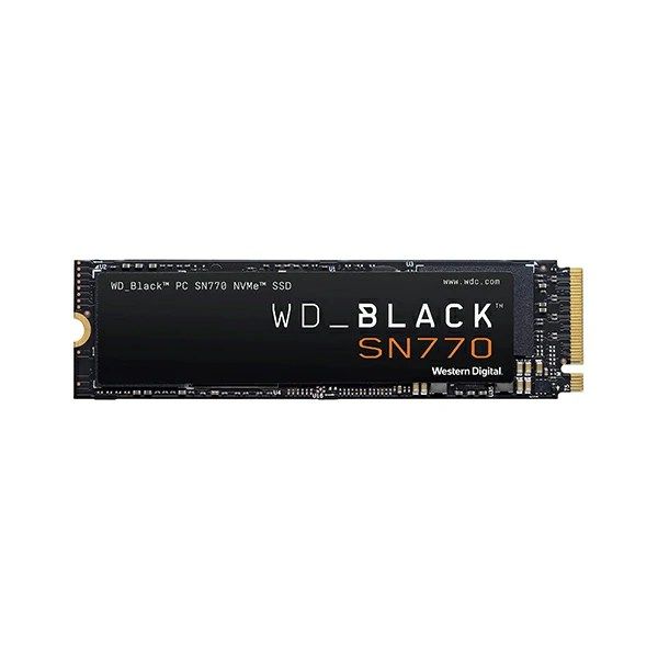 Upgrade Your Rig. Elevate Your Game.

Get ready to game even faster with the WD_BLACK SN770 NVMe SSD. Zoom past load times and get into the action now with a purpose-built gaming drive that boasts up to 40% faster performance and up to 20% more power efficiency at maximum speed over the previous generation (1TB model), plus a PCIe® Gen4 interface that delivers blazing speeds of up to 5,150MB/s1 (1TB and 2TB models).