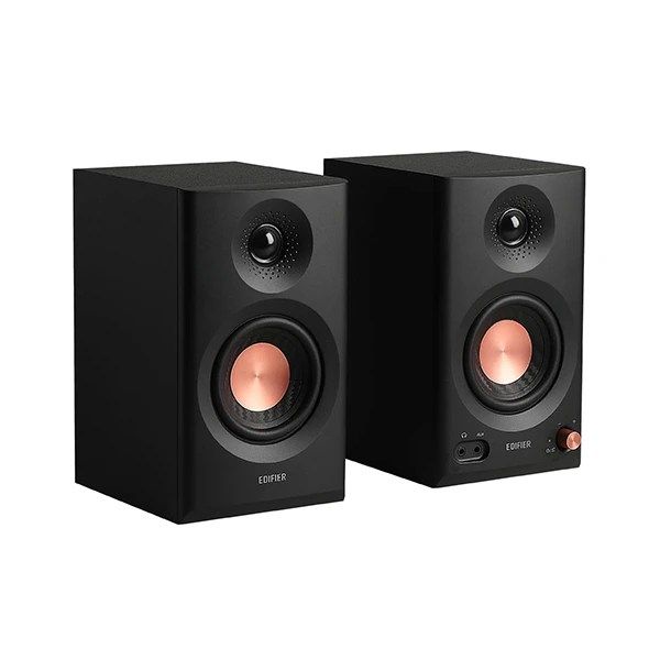 Powered Studio Monitor Speakers

Flat frequency response from 52Hz to 40kHz
Dimpled tweeter waveguides for flatter and more extended high-frequency response
Hi-Res Audio certified, supporting 24bit/96kHz high-resolution audio processing
Multiple settings for acoustic room compensation
Fine-tuned 3.5″ mid-low drivers and 1″ silk dome tweeters
18W x 2 (RMS) total output power, with SPL up to 92.5dB (@ 1 meter)
The MDF cabinet effectively reduces distortion and resonance
Balanced TRS, RCA, and AUX inputs, with a headphone output socket
Bluetooth V5.4 audio receiver