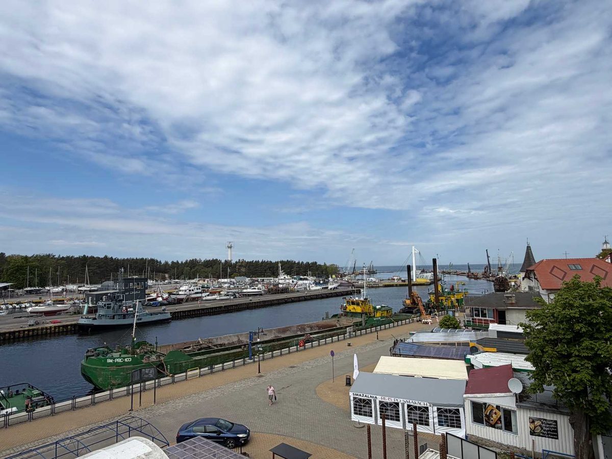 Widok portu i nabrzeża z powstającego Projektu Port Ustka