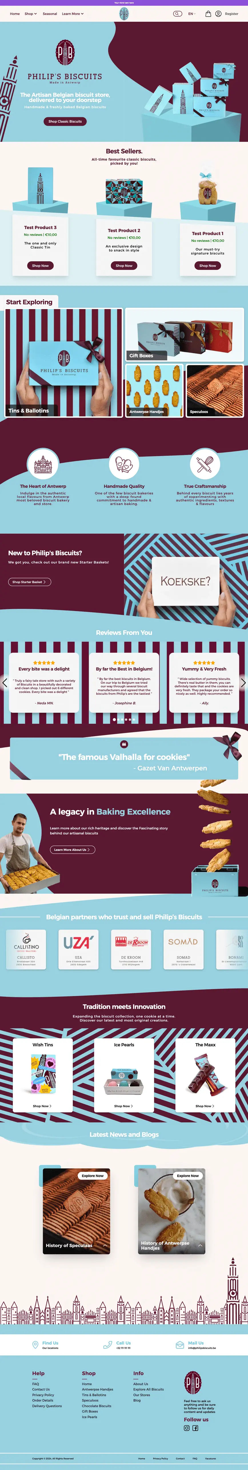 Framed desktop website mockup for Philips Biscuits