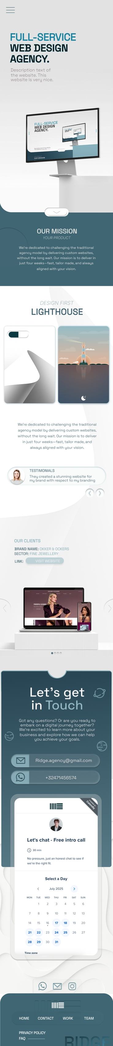 Framed mobile website mockup for Prototype Agency