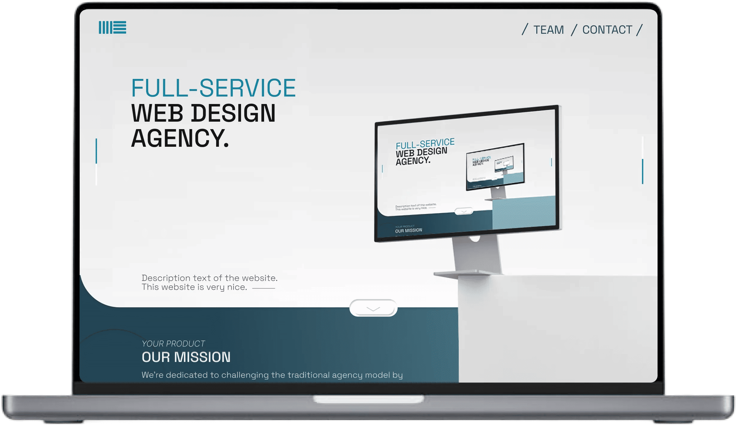 Desktop website mockup for Prototype Agency