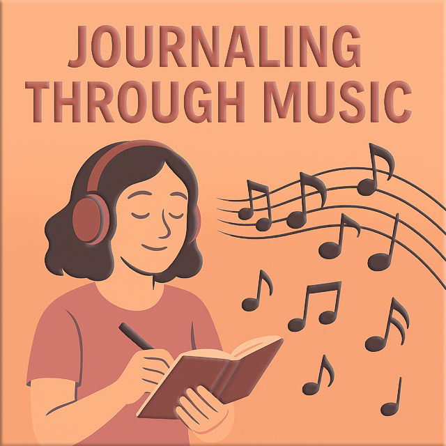 Journaling with Music - Person writing in notebook with headphones