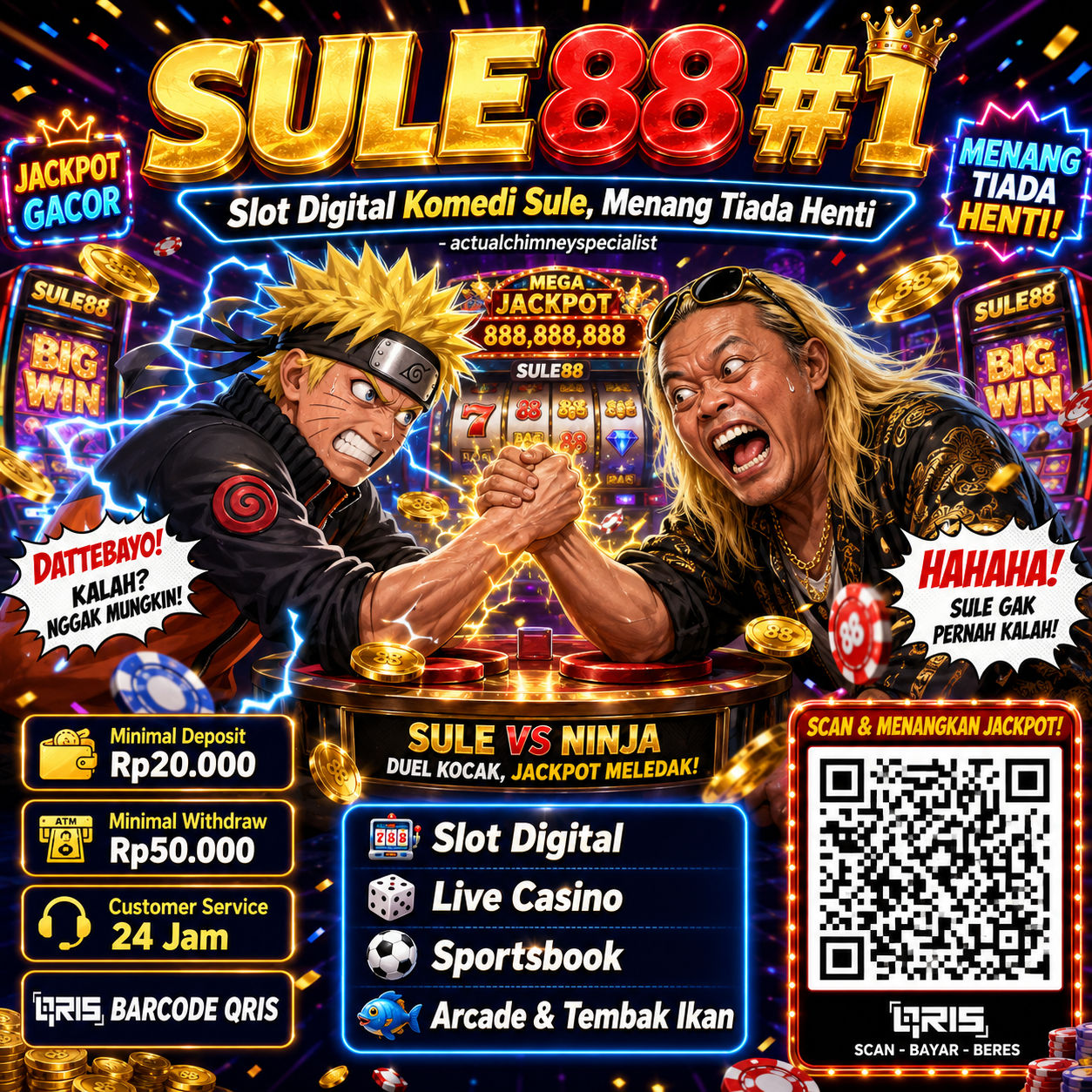 Sertifikat, penghargaan, tanda, atau dokumen yang dipajang di SULE88 #1 Slot Digital Komedi Sule, Menang Tiada Henti - actualchimneyspecialist