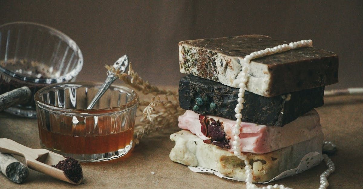 Image of soaps, stones and honey at a wellness spa.