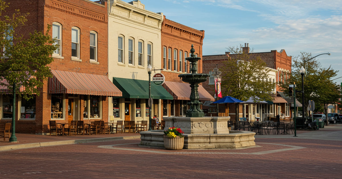 Historic downtown Public Square and Main Street in Belleville, Illinois