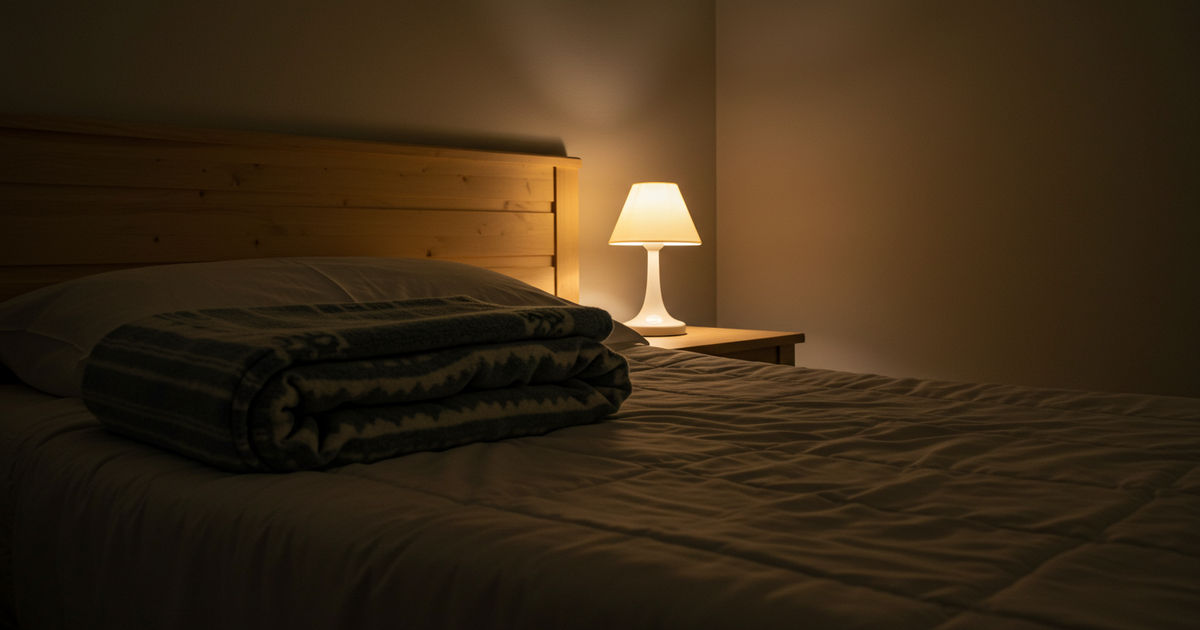 A softly lit, safe bedroom at night — emergency shelter in St. Louis