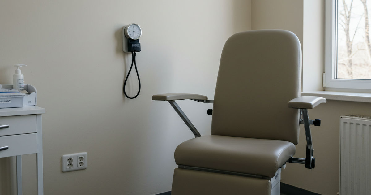 A stethoscope, clipboard, and small plant on a clinic reception counter &mdash; low-cost health care in St. Louis
