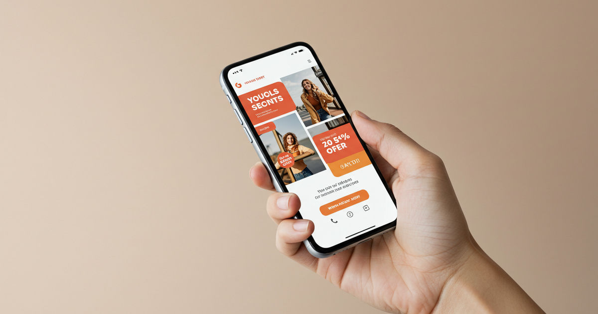 A smartphone showing a local business update post with an offer and a photo