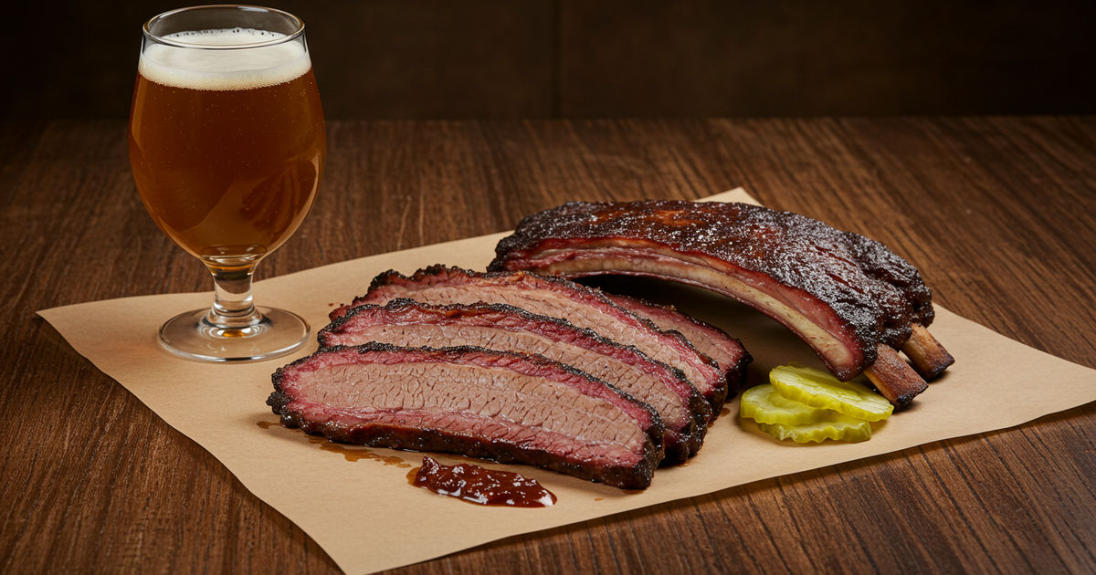 Smoked barbecue and a craft beer in Kirkwood, MO