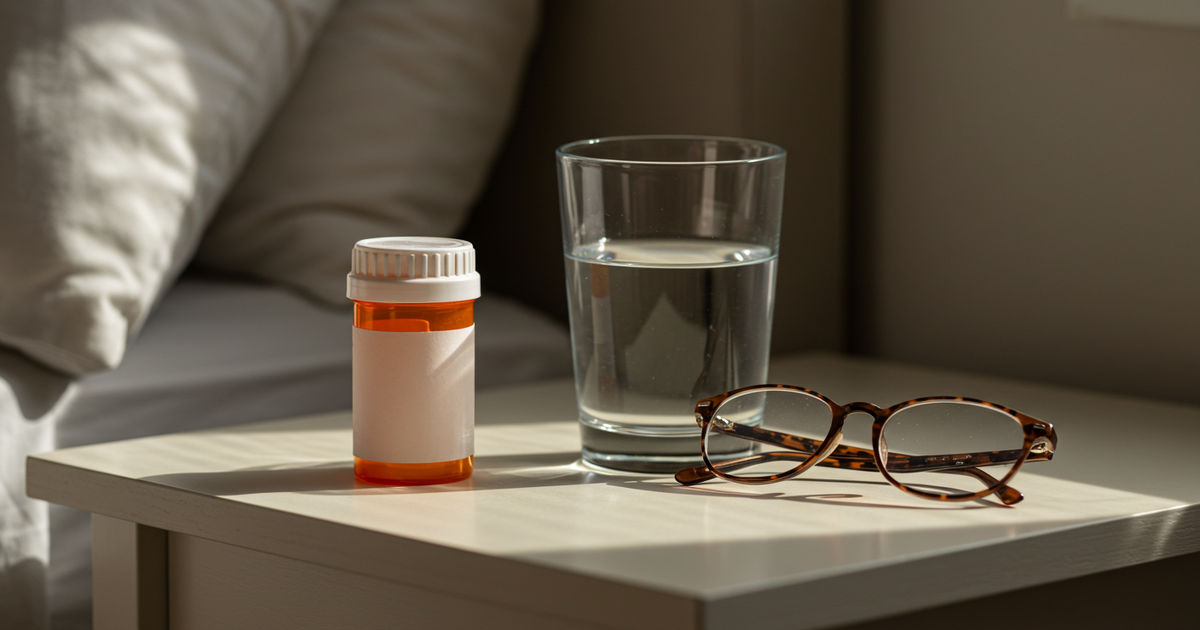 A prescription bottle and glass of water in soft morning light — MO HealthNet Medicaid coverage in Missouri