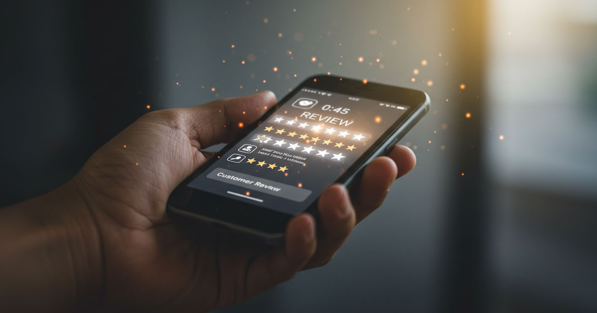 A smartphone showing customer reviews for a local St. Louis business