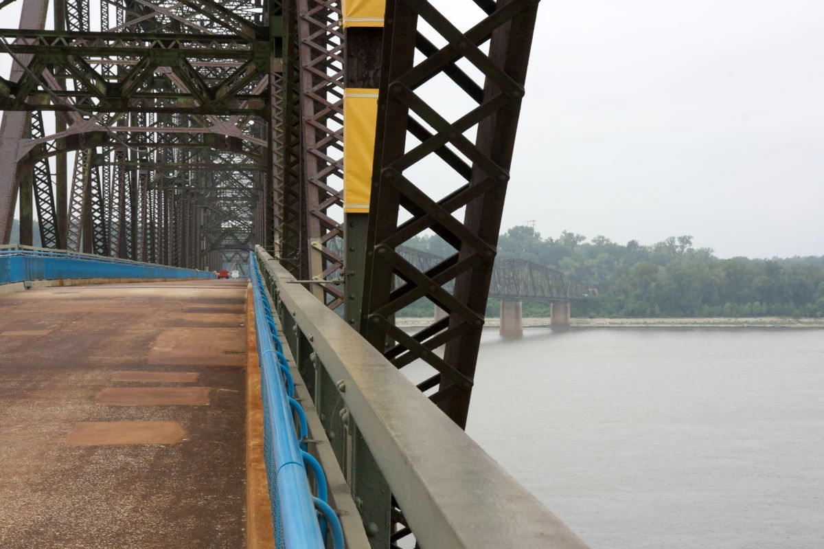 The Old Chain of Rocks Bridge over the Mississippi River at the northern edge of St. Louis, beside the Riverview neighborhood