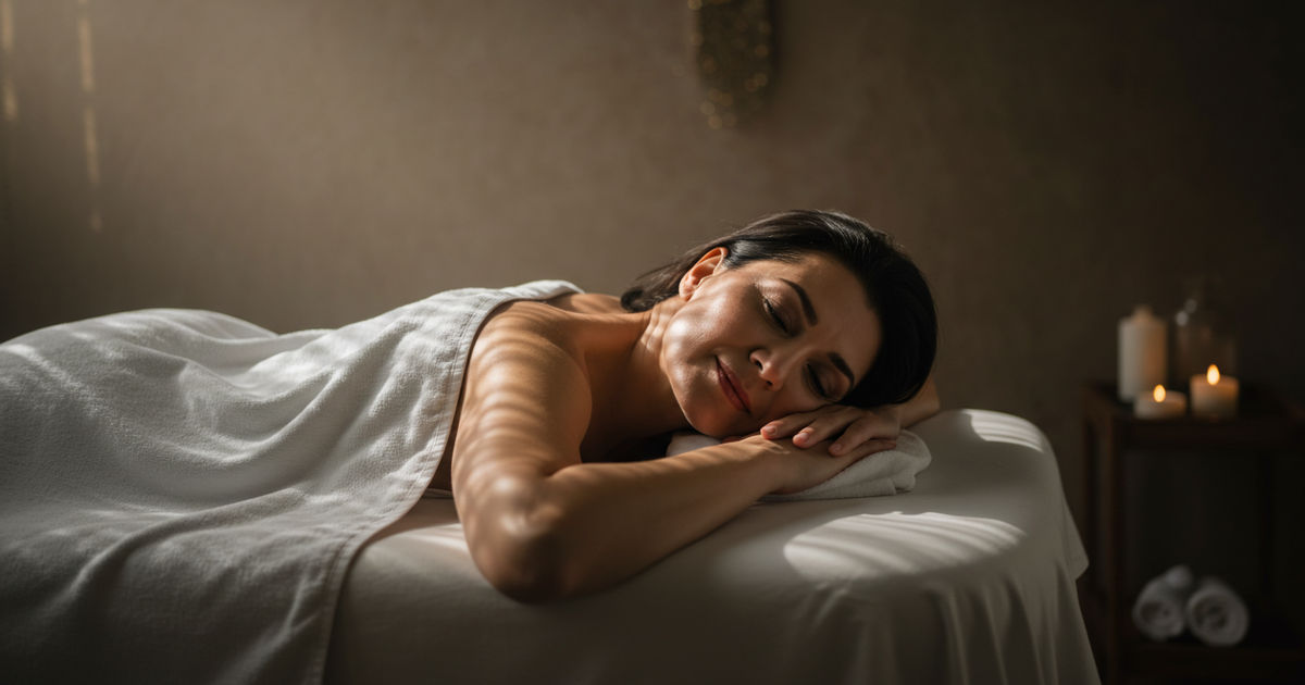 A person relaxing during a restorative spa wellness treatment