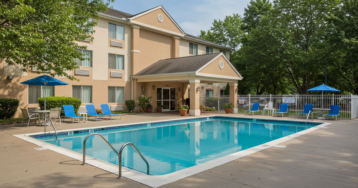 A family-friendly hotel with an outdoor pool near leafy Forest Park