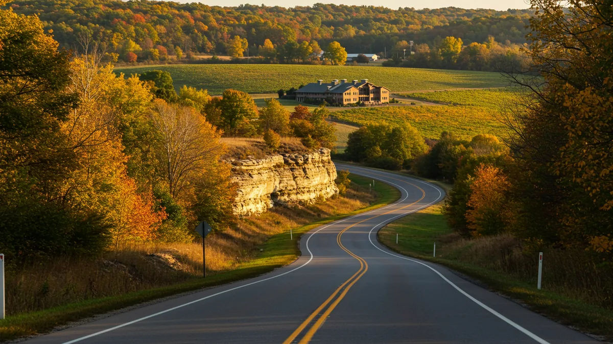 A scenic river-bluff road on a day trip from St. Louis