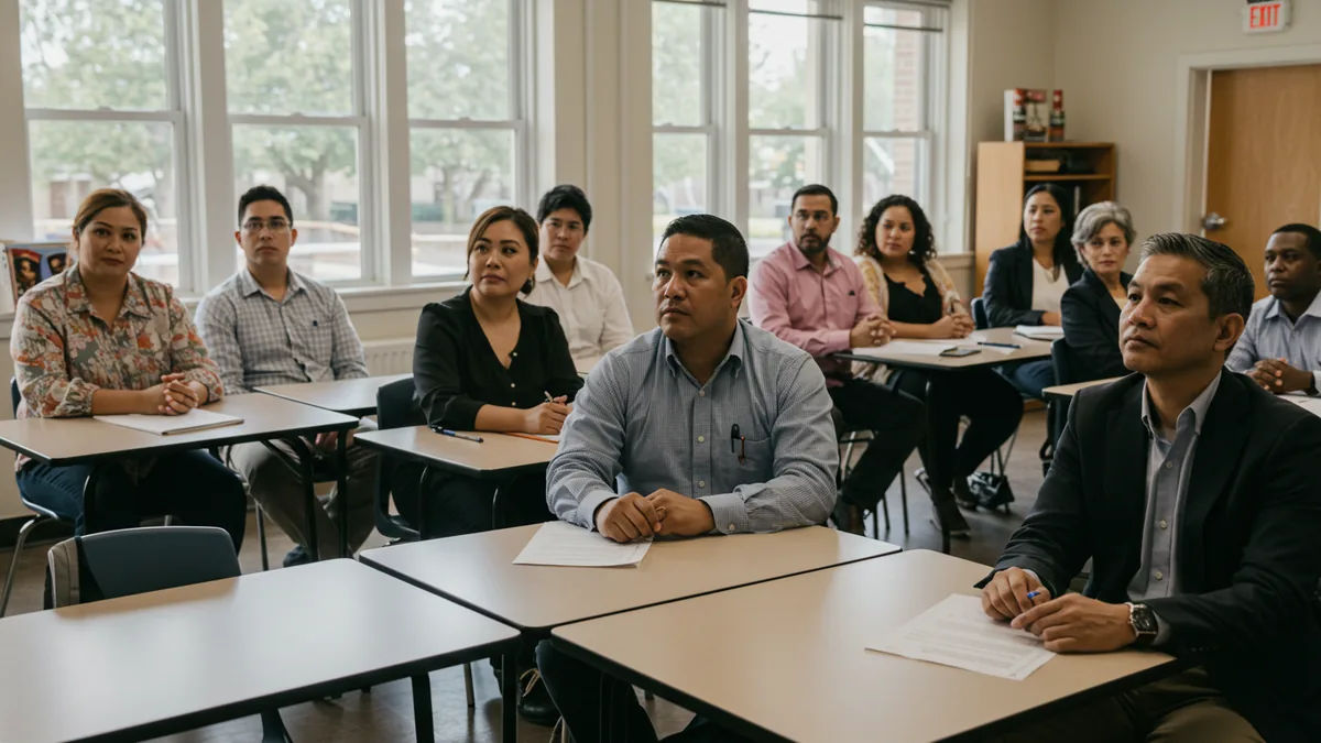 An adult job-readiness training session at a community center