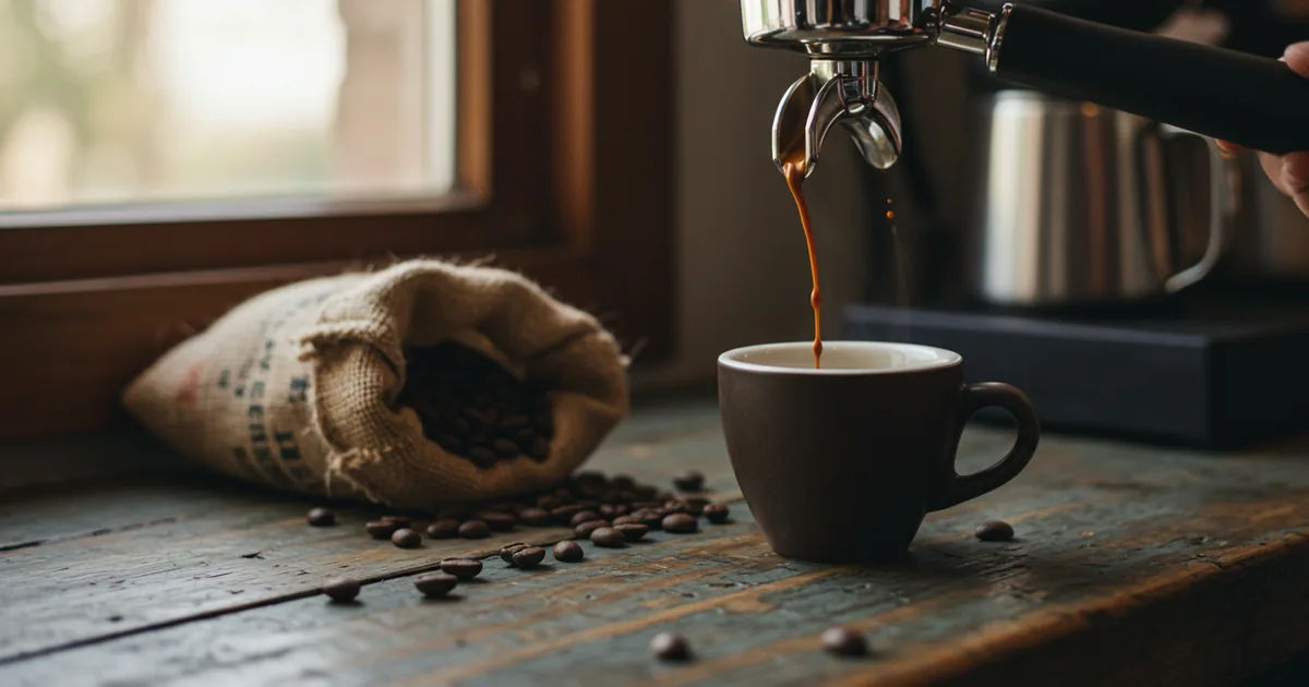 Espresso being pulled at an independent St. Charles coffee shop