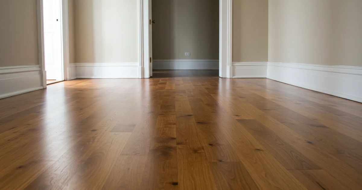 A refinished solid oak floor running through an empty older St. Louis room