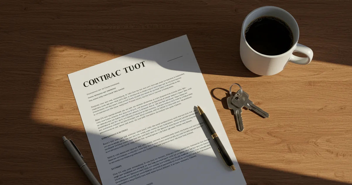 Signing a real estate agreement at a table with house keys