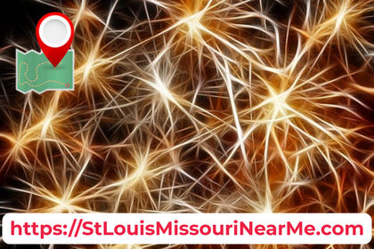 Image of yellow neurons over black background with a St Louis Near Me Directory logo