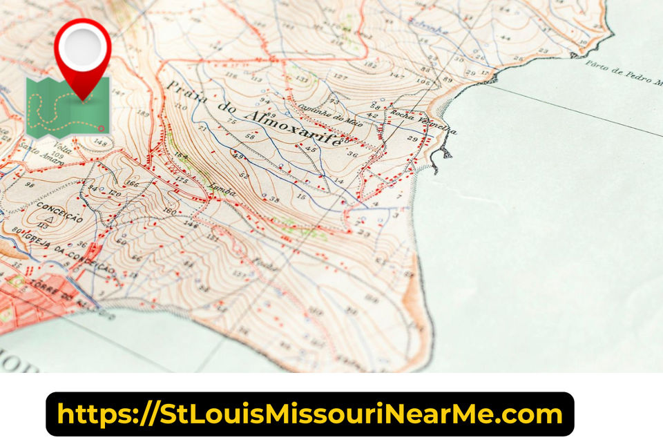 map of a city with St Louis Near Me Directory logo overlay
