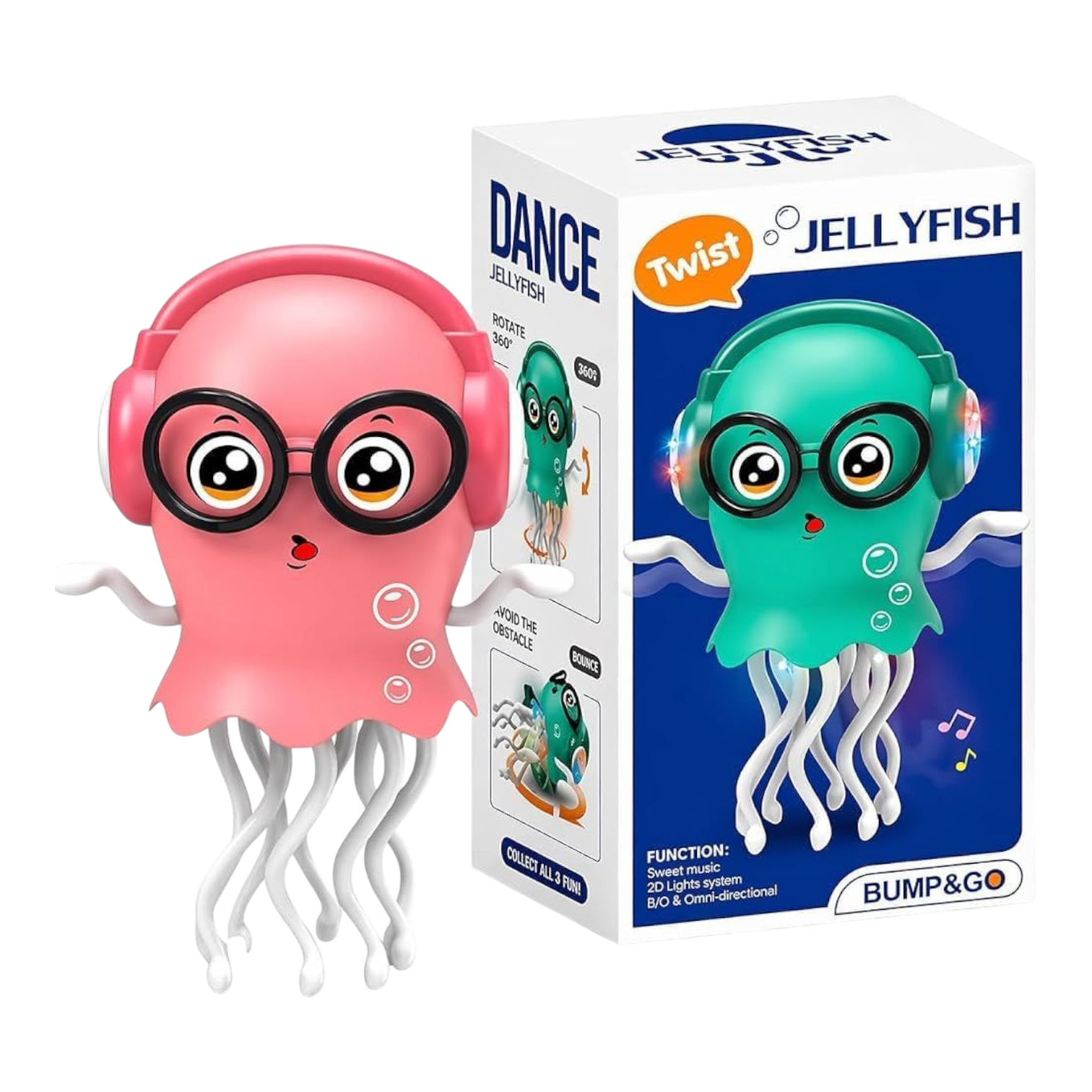 Dancing Jellyfish Toy for Kids with Music, LED Lights & 360° Bump-and-Go Action 