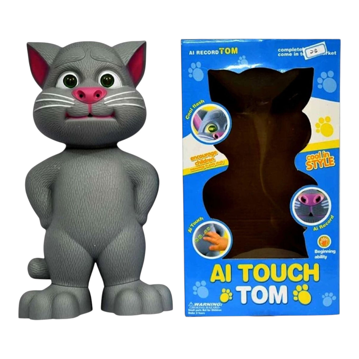 Ai Touch Tom - Ai Record Tom Toy, Cool in Style, Touch Feature, 3+ Years, 30cm Height