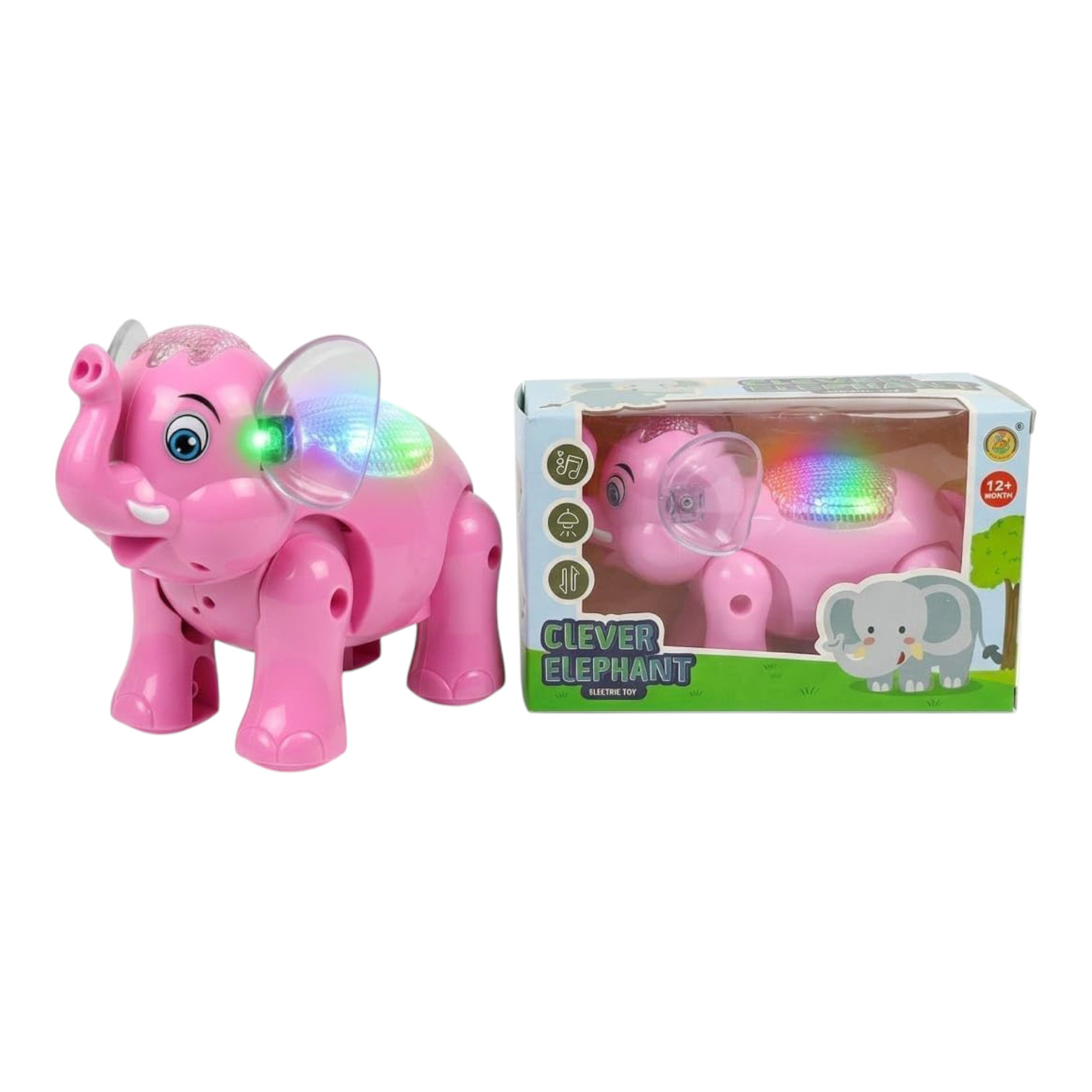  Clever Elephant - musical walking toy with flashing LED lights and sound effects