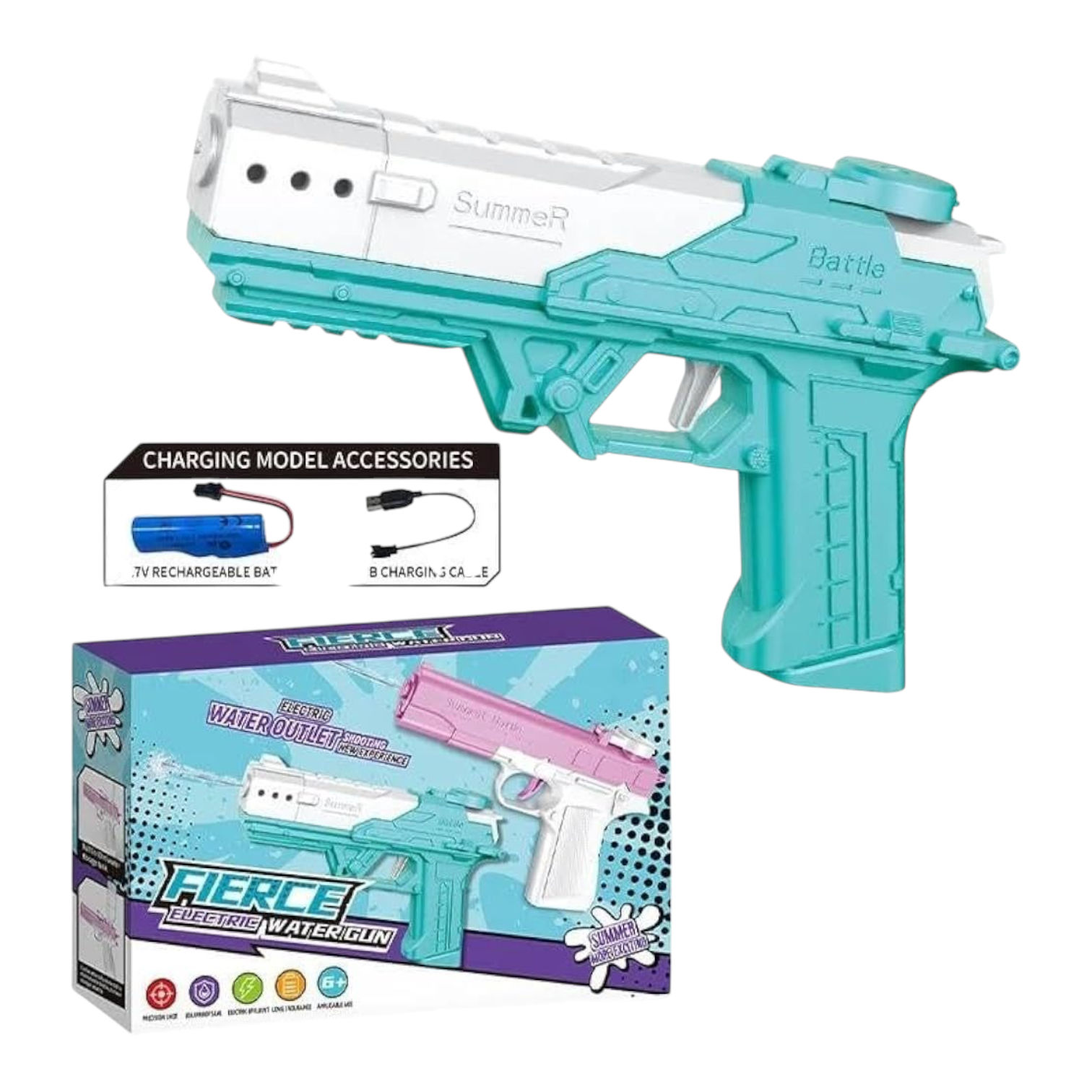 s Automatic Water Pistol Gun for Kids – Rechargeable High-Pressure Water Gun 