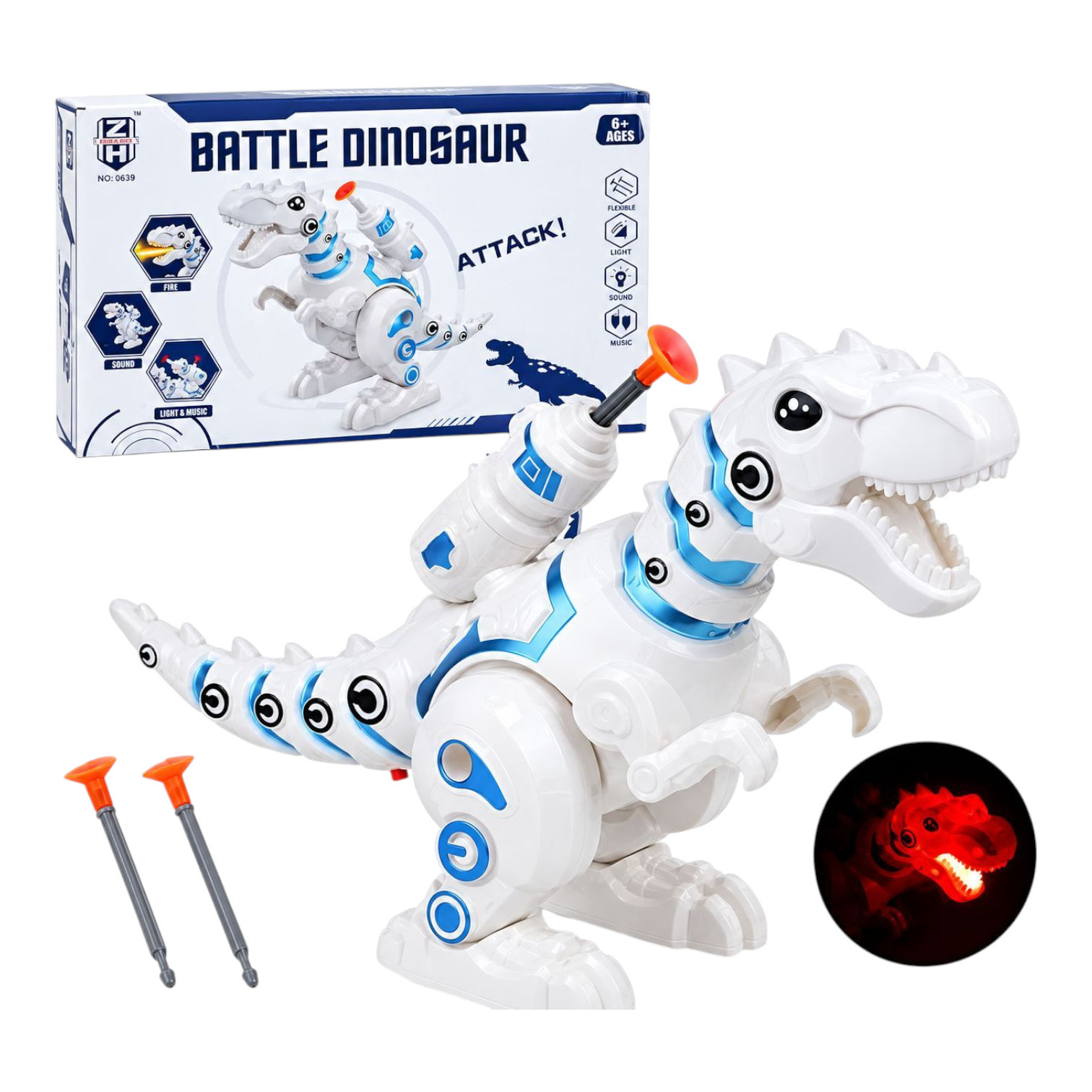 Interactive Walking Dinosaur Toy with Dart Launcher | Mechanical Tyrannosaurus 
