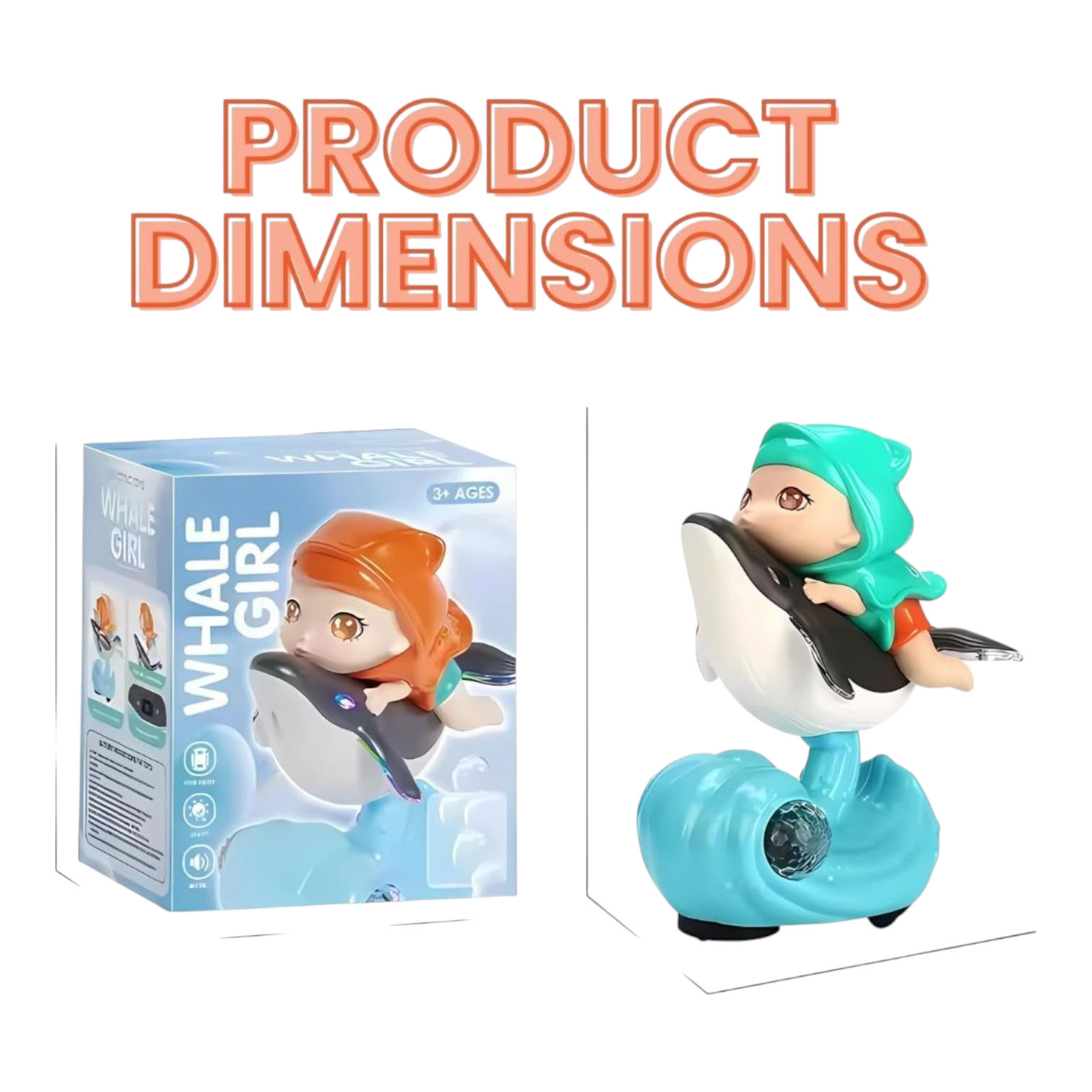 Musical Whale Toy | Light and Sound Effects | 360° Rotating, Bump and Go Movement
