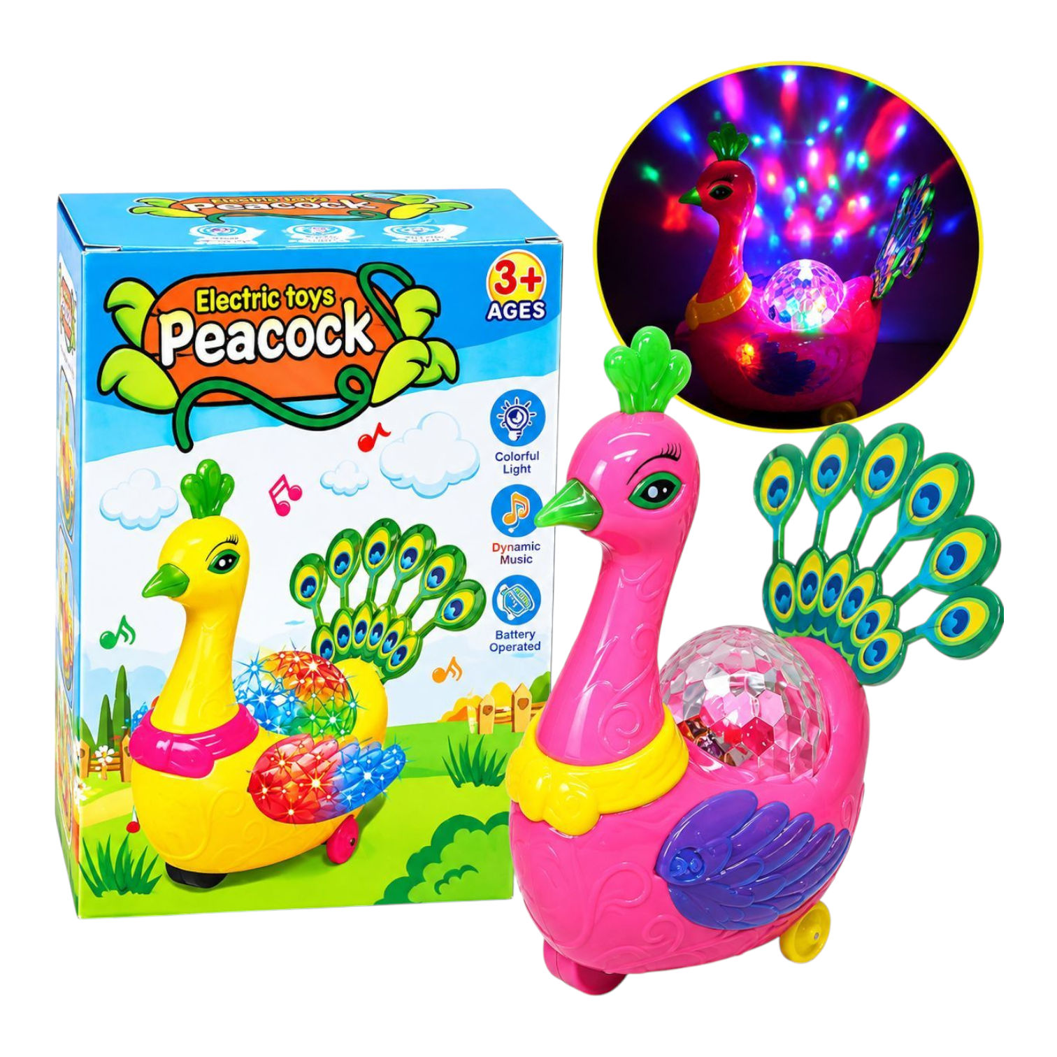 Electric Peacock Toy with lighting