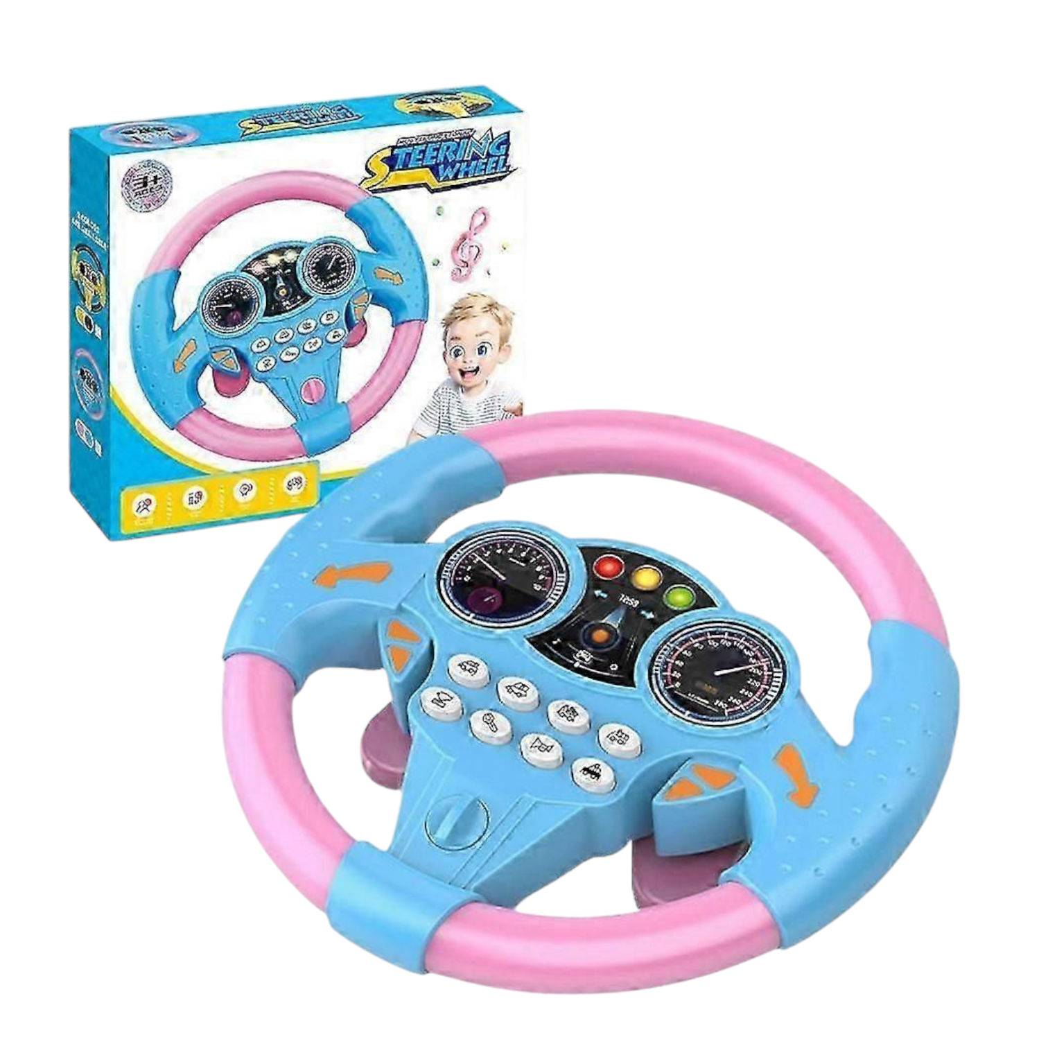 Electric Toy Steering Wheel with Suction Cup Interactive Simulated Steering Wheel