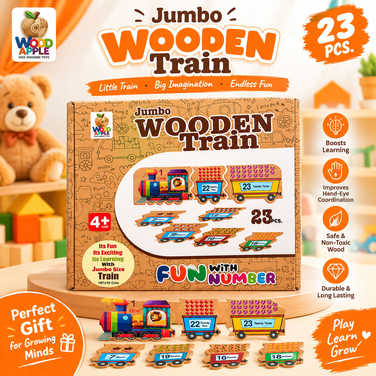Wooden Train with 23 Pcs
