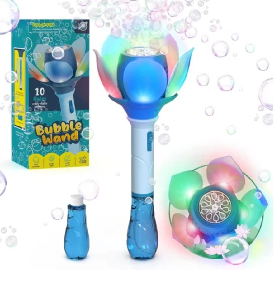 Flower Bubble Stick, Electronic Bubble Machine Children with Bubble Solution 